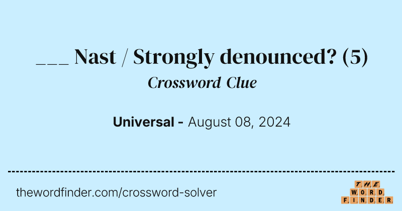 ___ Nast / Strongly denounced? crossword clue image
