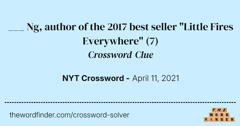 ___ Ng, author of the 2017 best seller "Little Fires Everywhere" crossword clue image