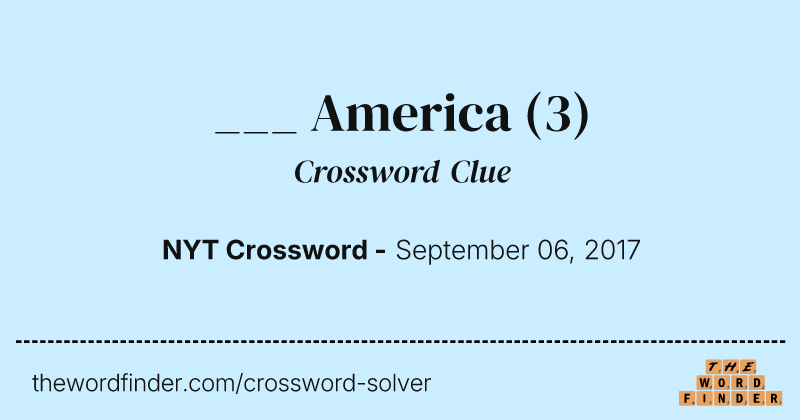 ___ America crossword clue image