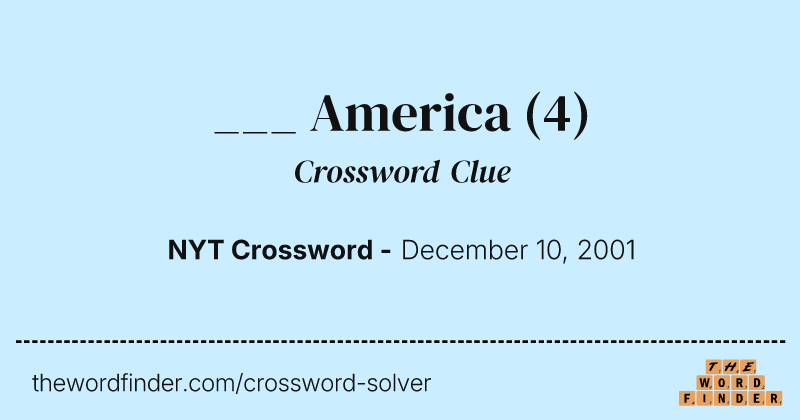 ___ America crossword clue image