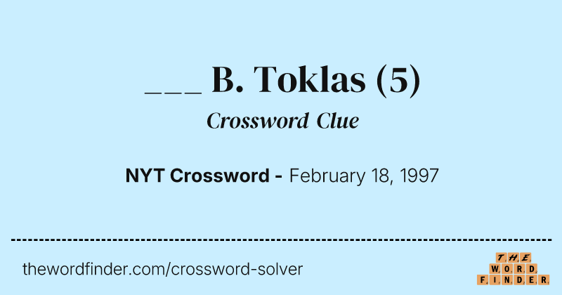 ___ B. Toklas crossword clue image