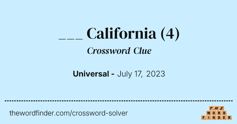 ___ California crossword clue image