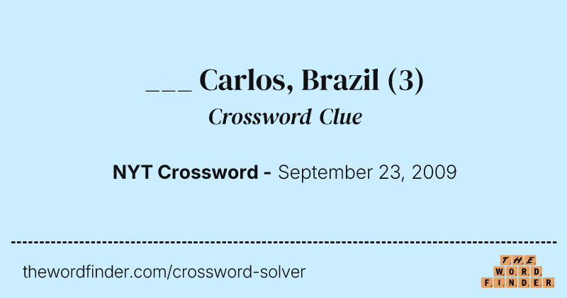 ___ Carlos, Brazil crossword clue image
