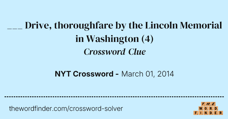___ Drive, thoroughfare by the Lincoln Memorial in Washington crossword clue image