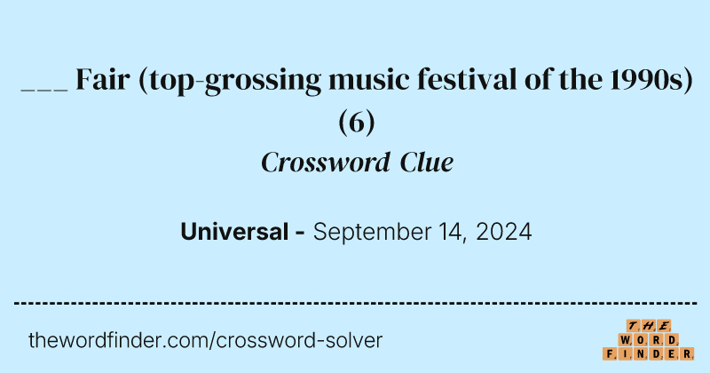 ___ Fair (top-grossing music festival of the 1990s) crossword clue image