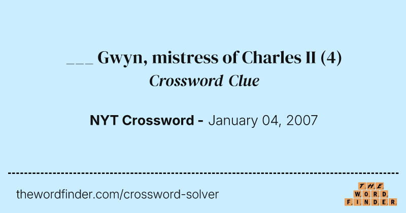 ___ Gwyn, mistress of Charles II crossword clue image