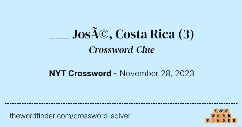 ___ José, Costa Rica crossword clue image