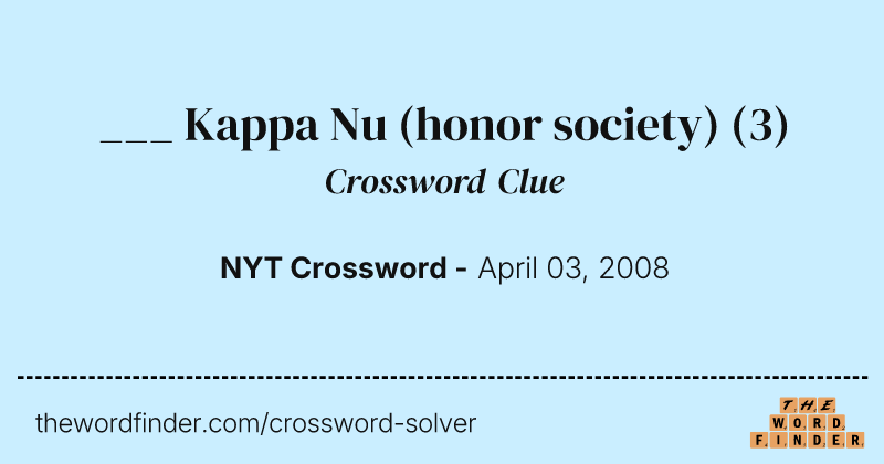 ___ Kappa Nu (honor society) crossword clue image