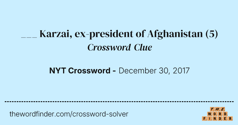 ___ Karzai, ex-president of Afghanistan crossword clue image
