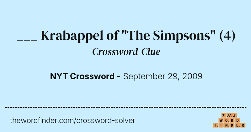 ___ Krabappel of "The Simpsons" crossword clue image
