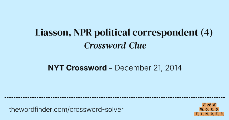 ___ Liasson, NPR political correspondent crossword clue image