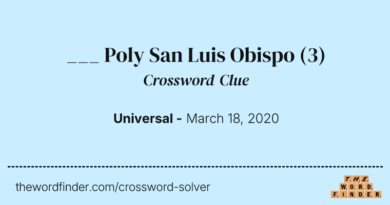 ___ Poly San Luis Obispo crossword clue image