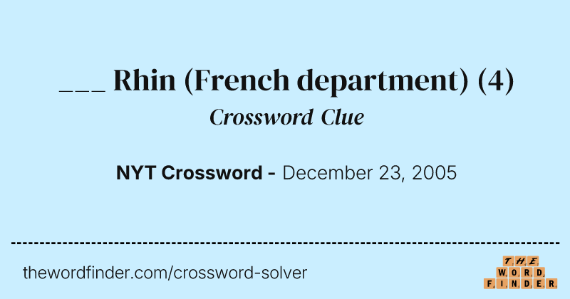 ___ Rhin (French department) crossword clue image