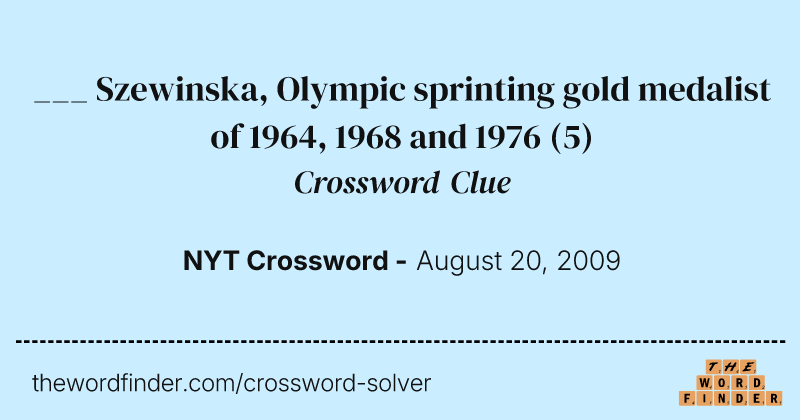 ___ Szewinska, Olympic sprinting gold medalist of 1964, 1968 and 1976 crossword clue image