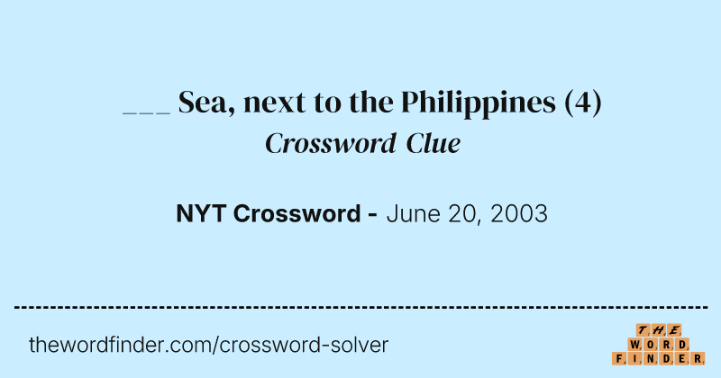 ___ Sea, next to the Philippines crossword clue image