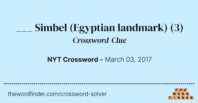 ___ Simbel (Egyptian landmark) crossword clue image