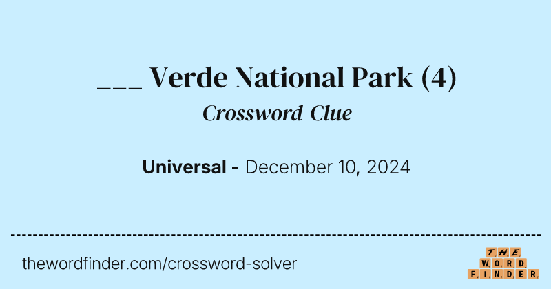 ___ Verde National Park crossword clue image