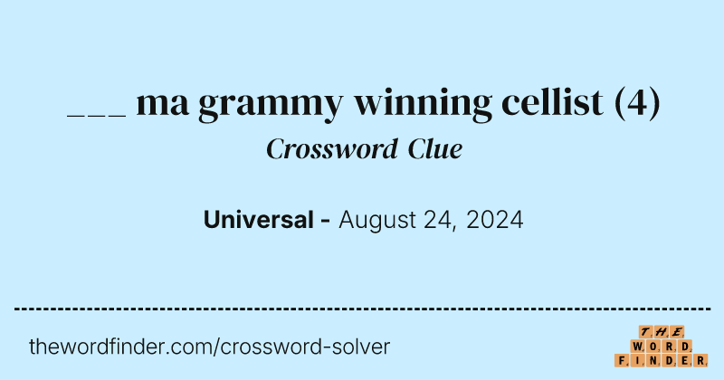 ___ ma grammy winning cellist crossword clue image