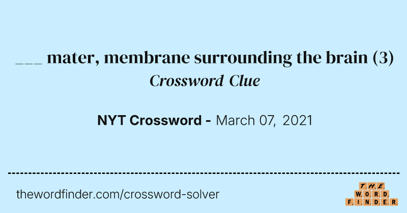 ___ mater, membrane surrounding the brain crossword clue image