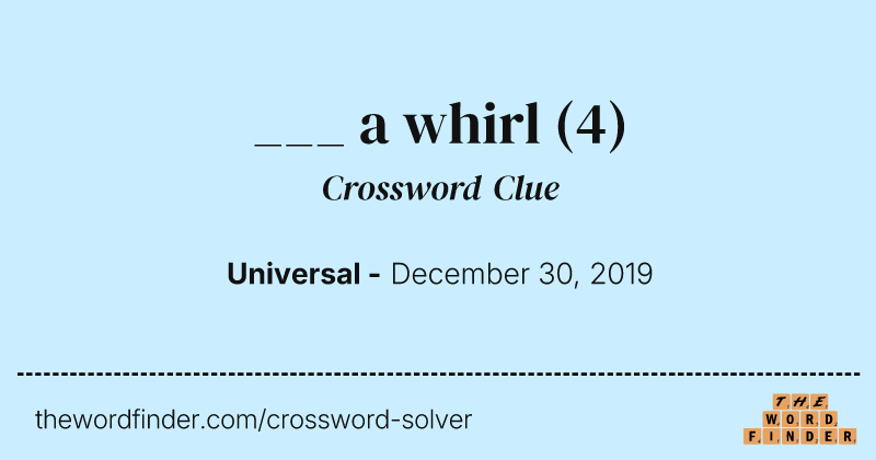 ___ a whirl crossword clue image