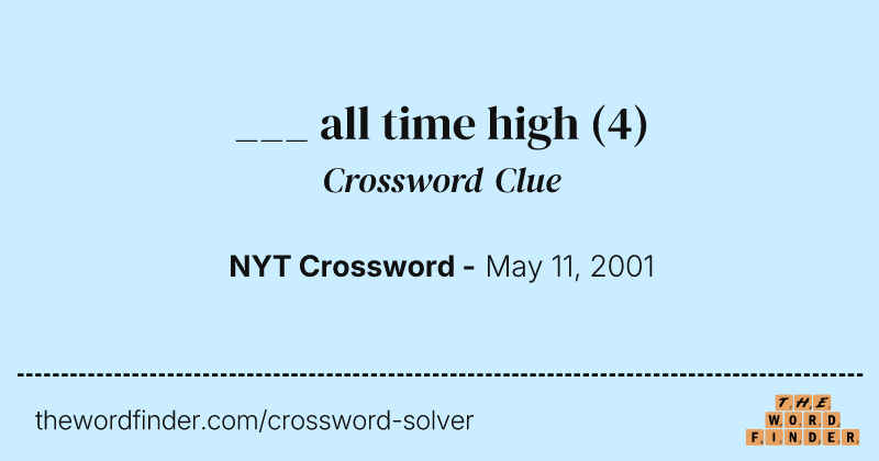 ___ all time high crossword clue image