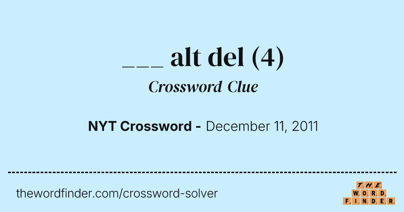 ___ alt del crossword clue image