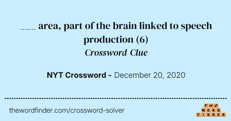 ___ area, part of the brain linked to speech production crossword clue image