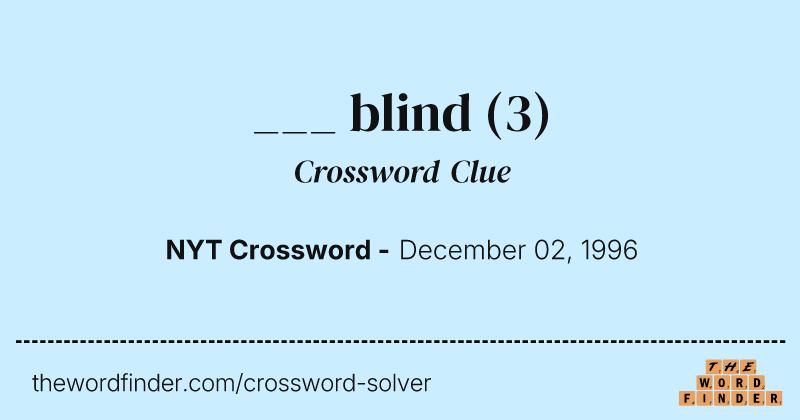 ___ blind crossword clue image