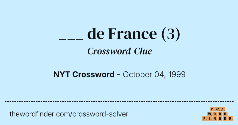 ___ de France crossword clue image