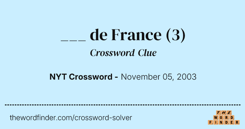 ___ de France crossword clue image