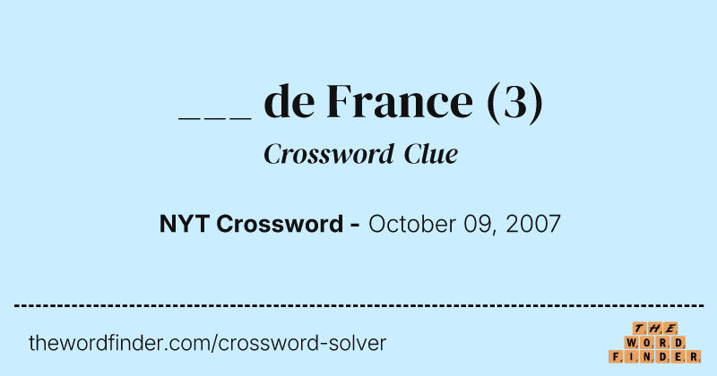 ___ de France crossword clue image