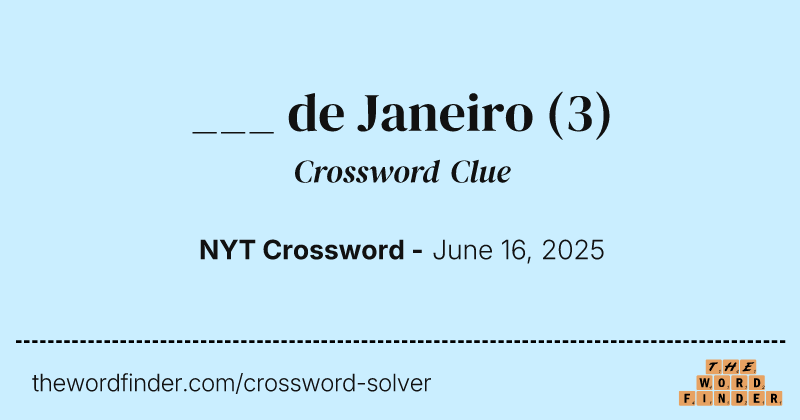 ___ de Janeiro crossword clue image