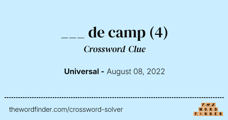 ___ de camp crossword clue image