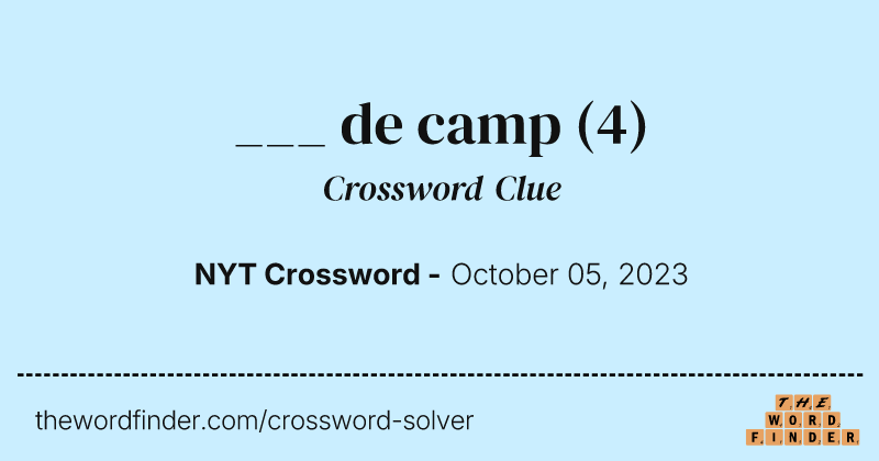 ___ de camp crossword clue image