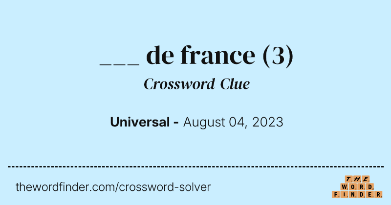 ___ de france crossword clue image