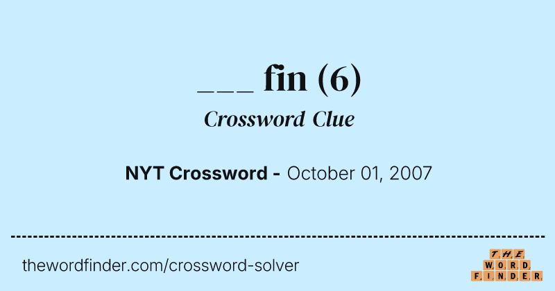 ___ fin crossword clue image
