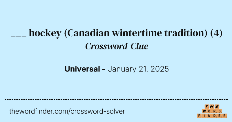 ___ hockey (Canadian wintertime tradition) crossword clue image