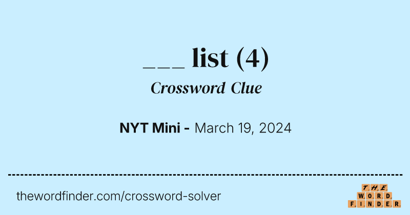 ___ list crossword clue image