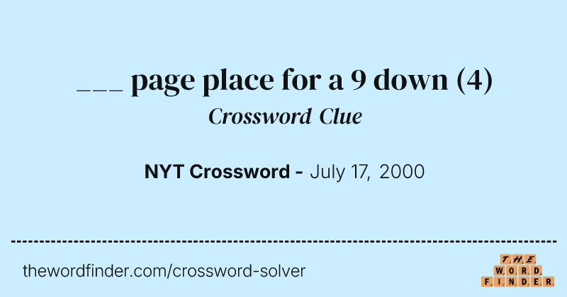 ___ page place for a 9 down crossword clue image