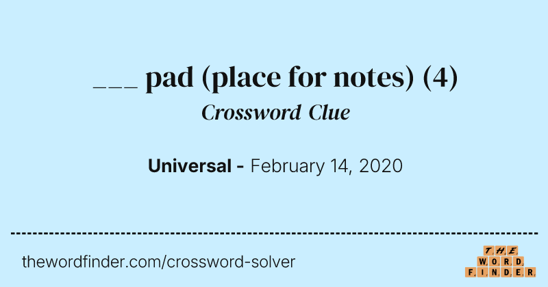 ___ pad (place for notes) crossword clue image