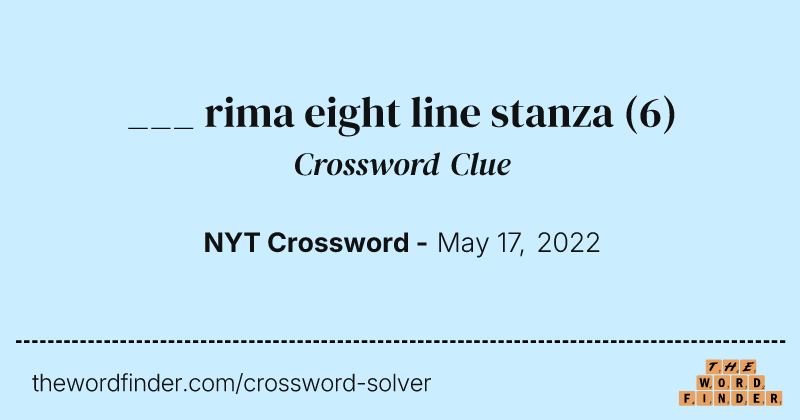 ___ rima eight line stanza crossword clue image