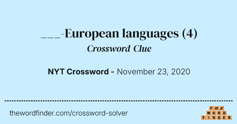 ___-European languages crossword clue image