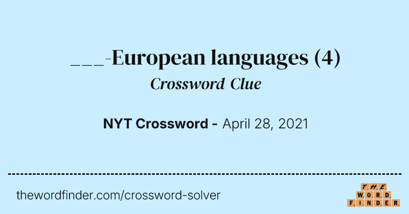___-European languages crossword clue image