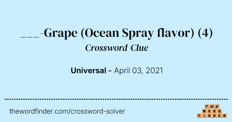 ___-Grape (Ocean Spray flavor) crossword clue image