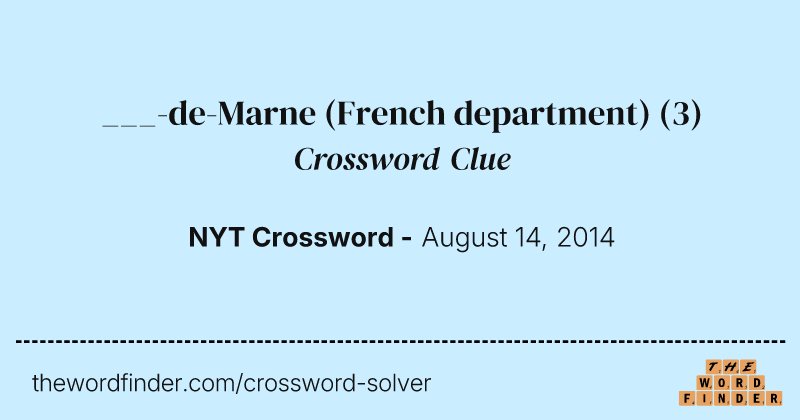 ___-de-Marne (French department) crossword clue image