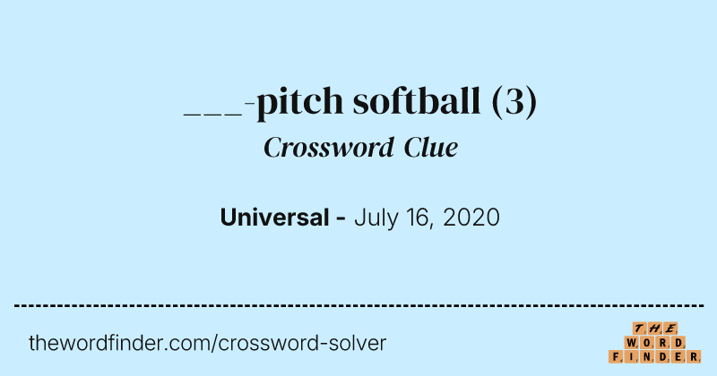 ___-pitch softball crossword clue image