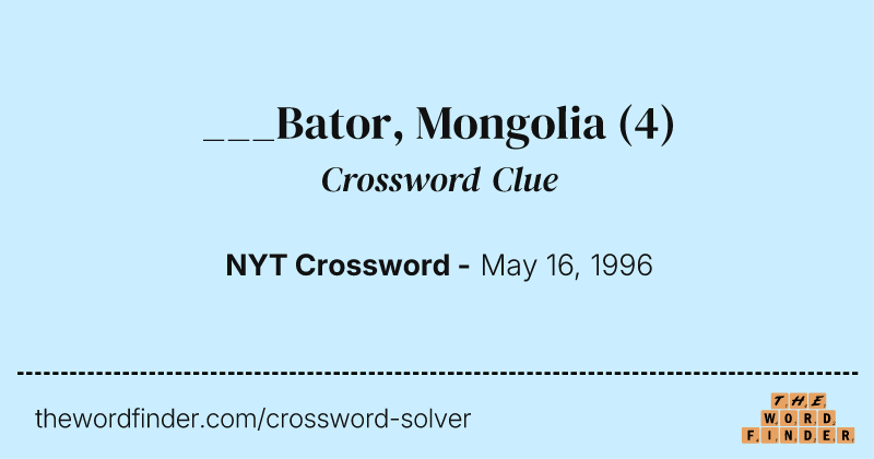 ___Bator, Mongolia crossword clue image