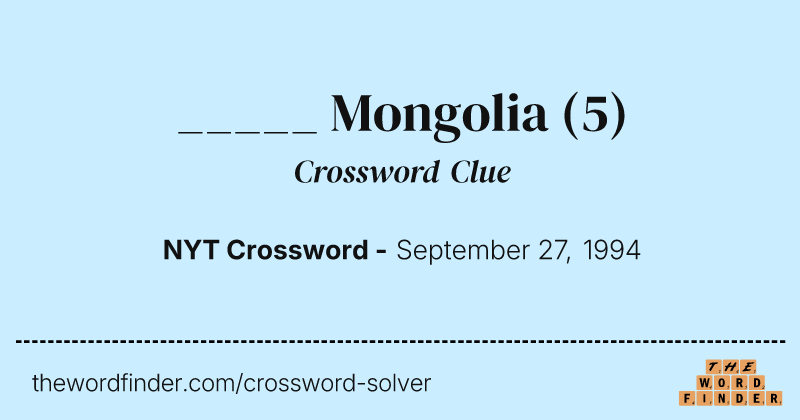 _____ Mongolia crossword clue image