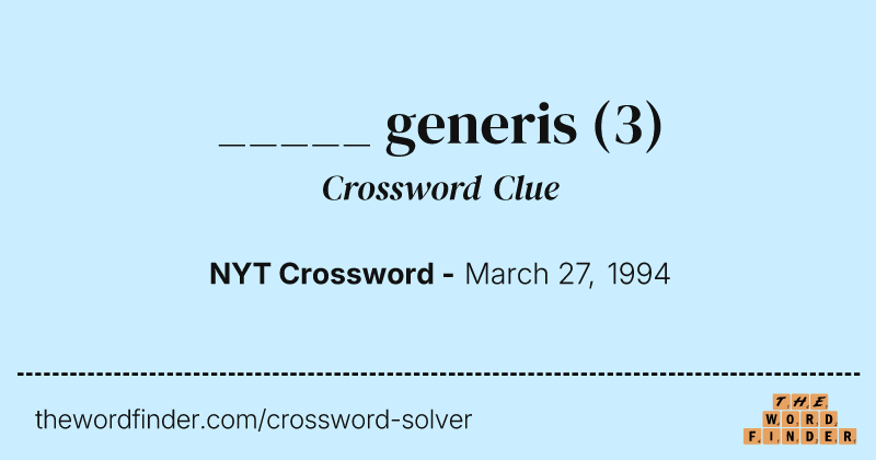 _____ generis crossword clue image