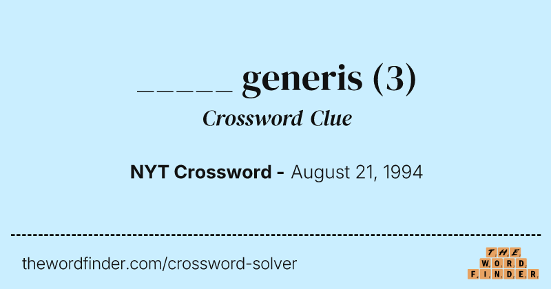 _____ generis crossword clue image